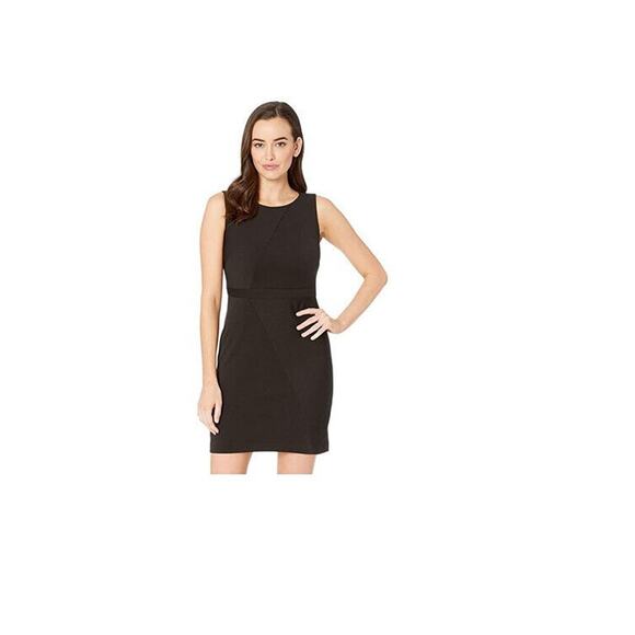 Adrianna Papell Daphne Ribbed Mitered Dress Black Size 6 - Picture 1 of 2